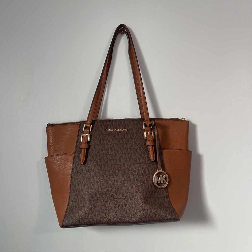 Michael Kors Tan and Brown Signature Tote